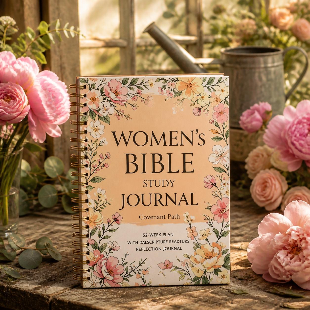 Women's Bible Study Journal by Covenant Path with peonies