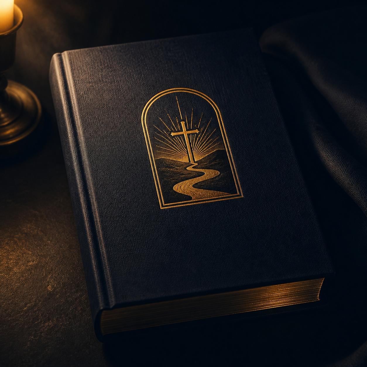The navy linen Bible Study Guides by candlelight