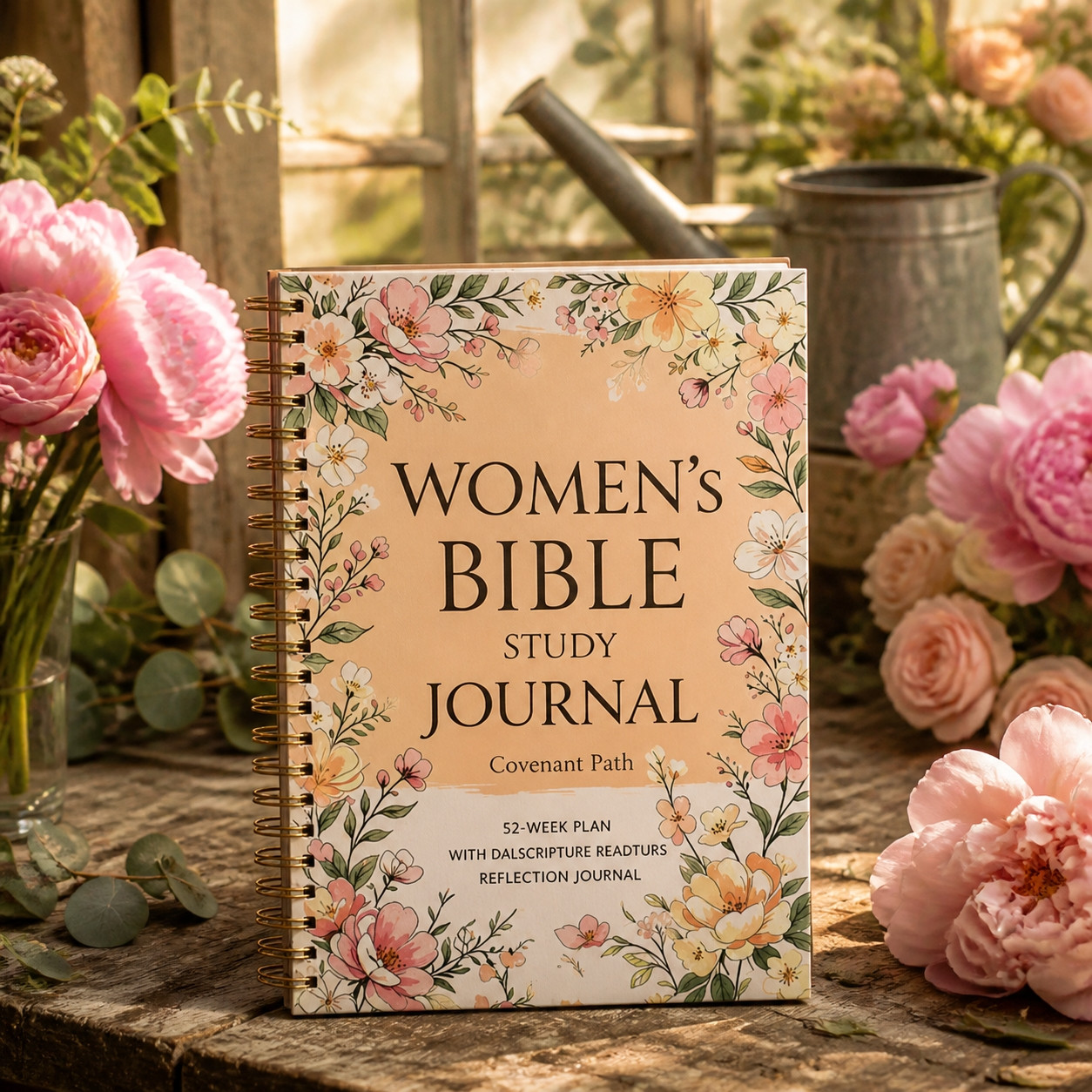 Women's Bible Study Journal by Covenant Path with peonies