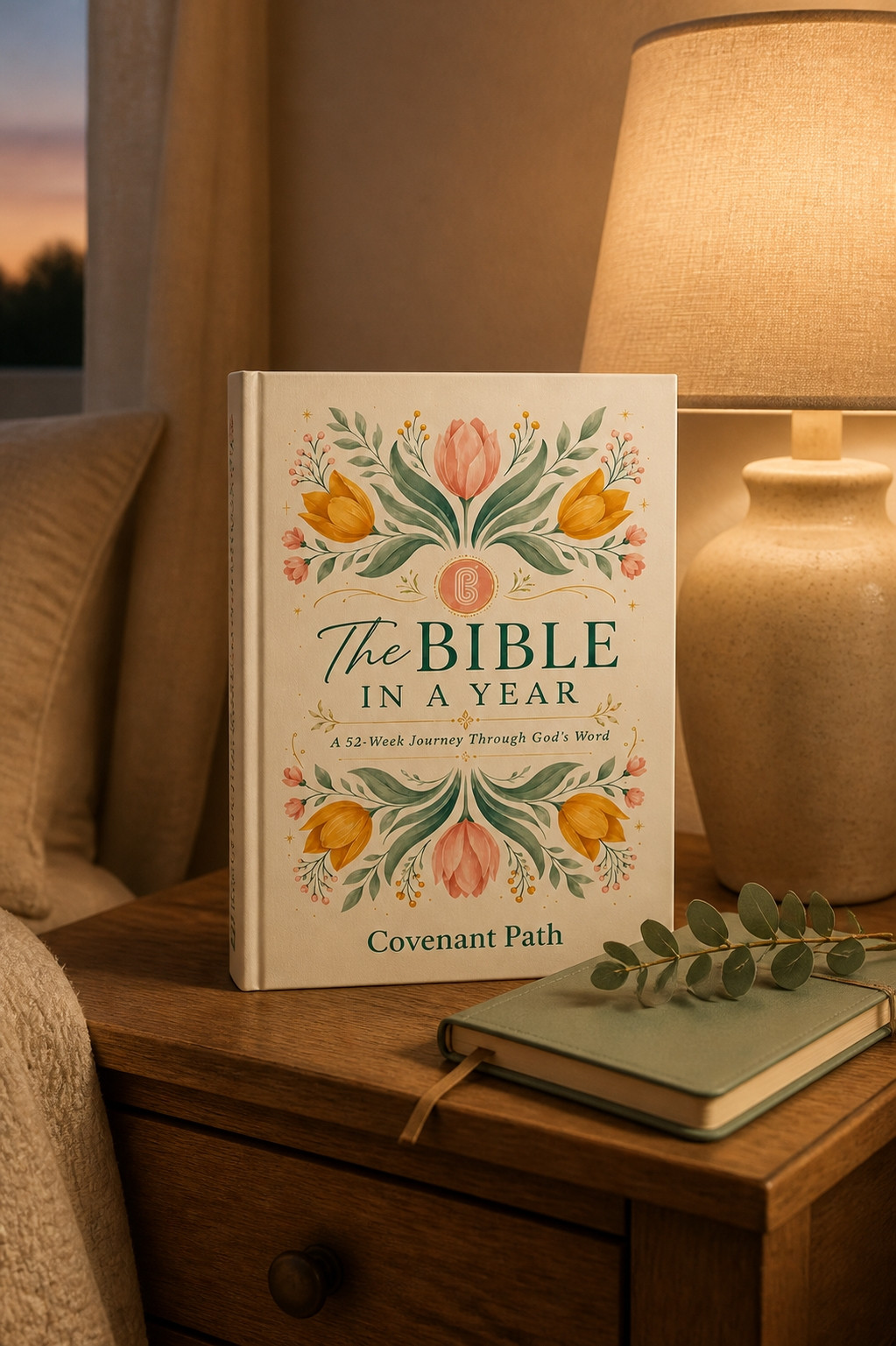 The Bible in a Year on a nightstand