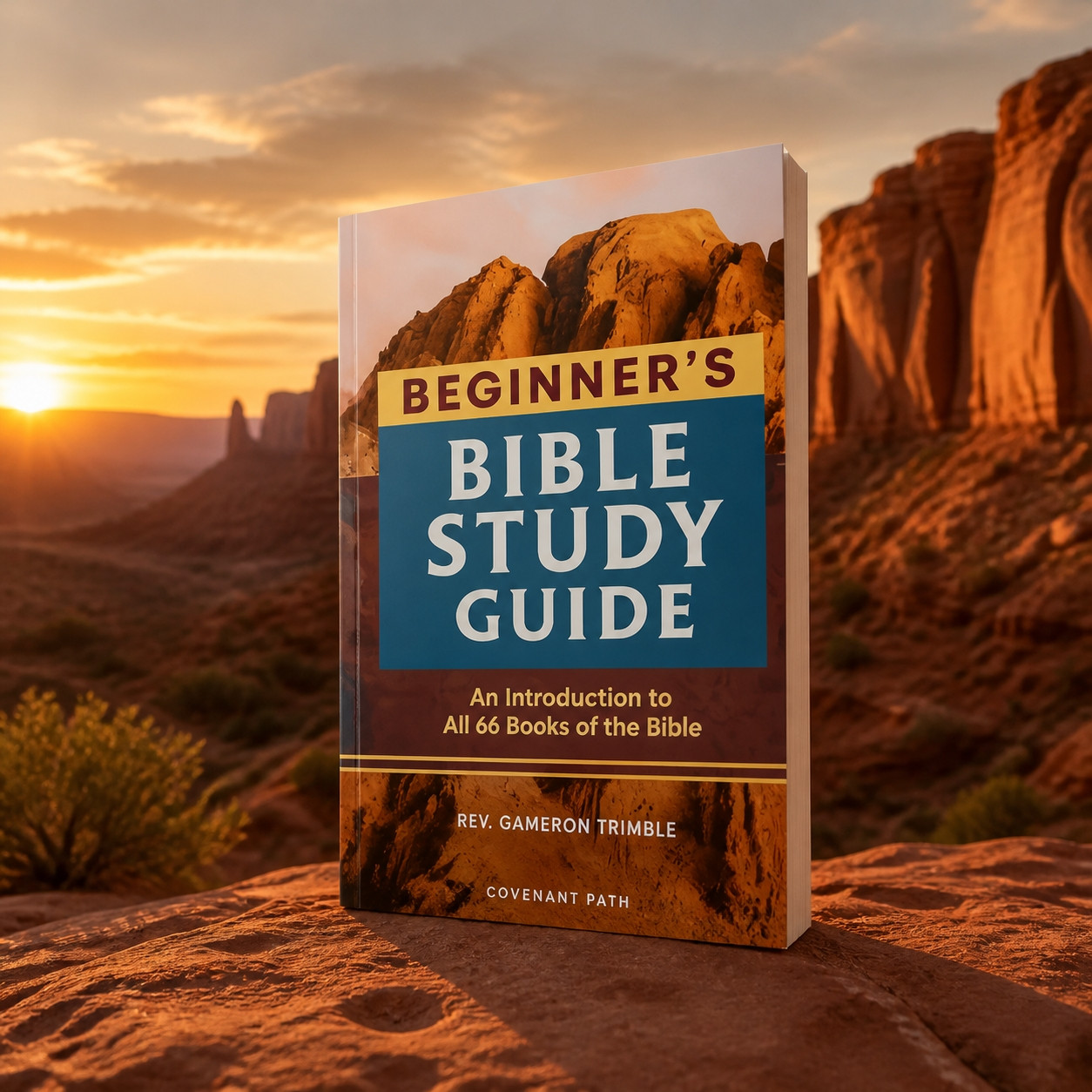 Beginner's Bible Study Guide by Covenant Path at sunset