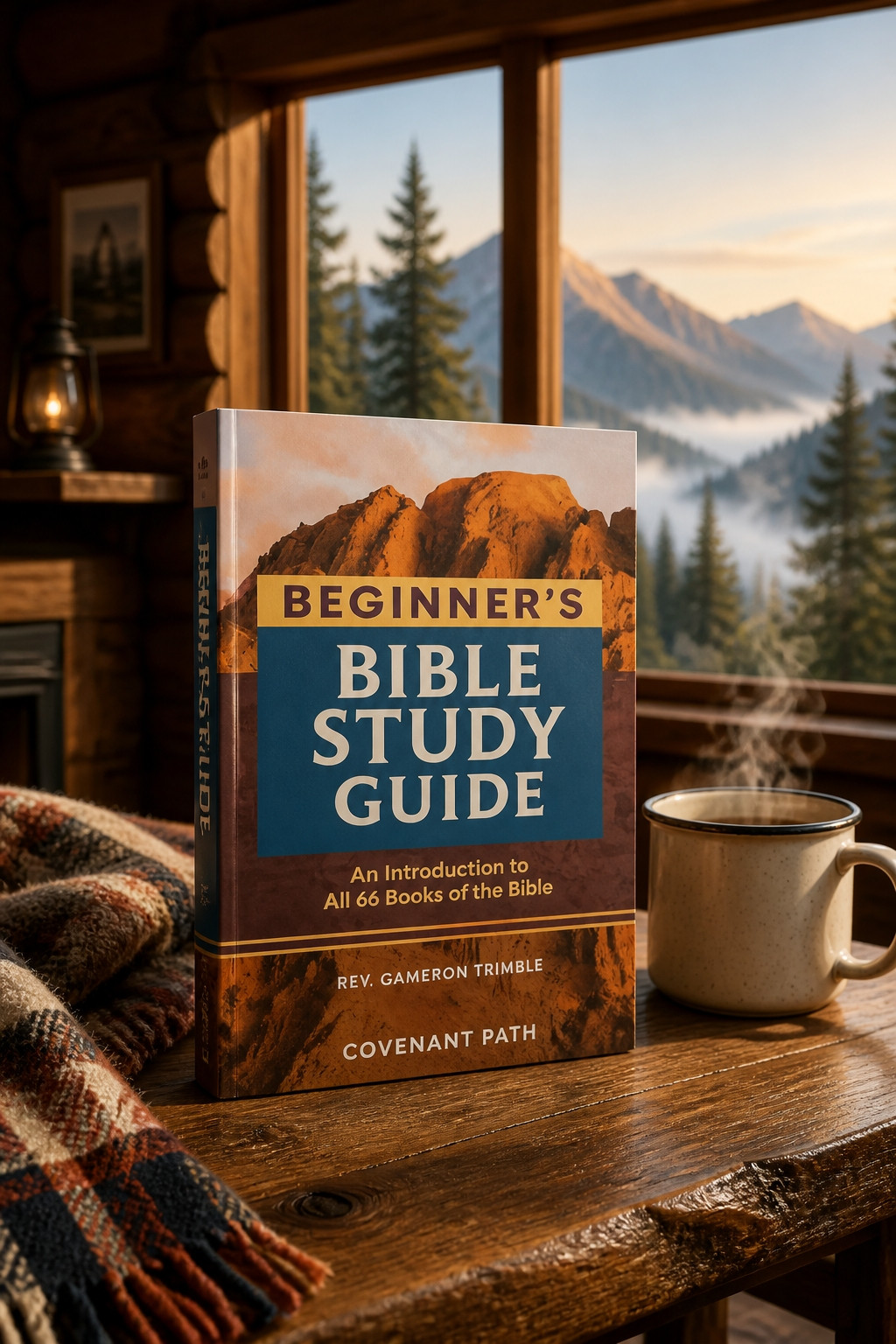 Beginner's Bible Study Guide in a mountain cabin